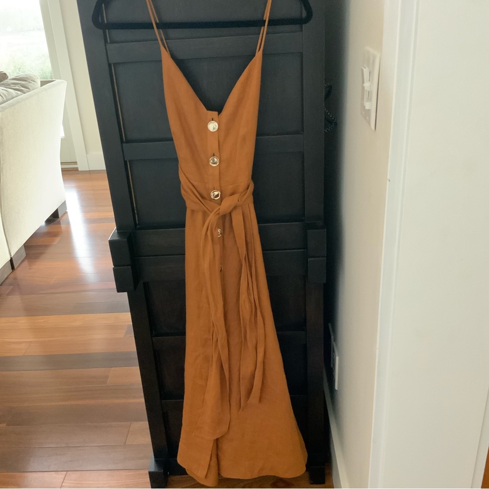 Orissa Belted Linen Midi Dress